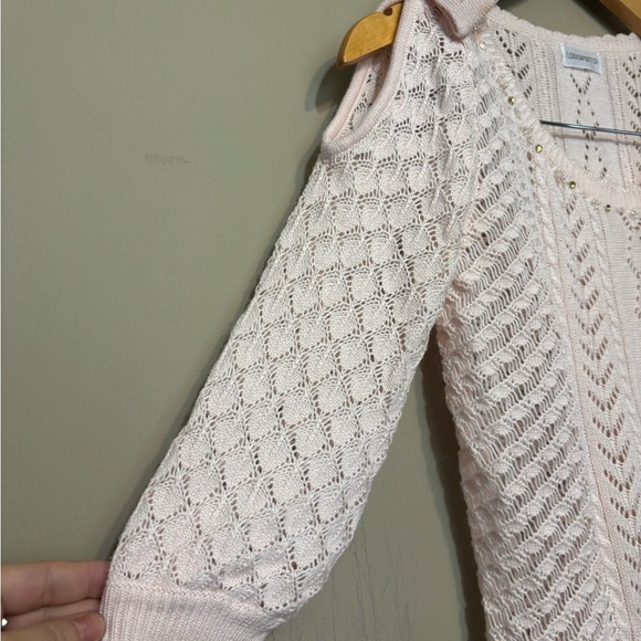 LODISPOTTO Crochet Knit Sweater, Collar Gems, Shoulder Bows Detail - Picture 3 of 10